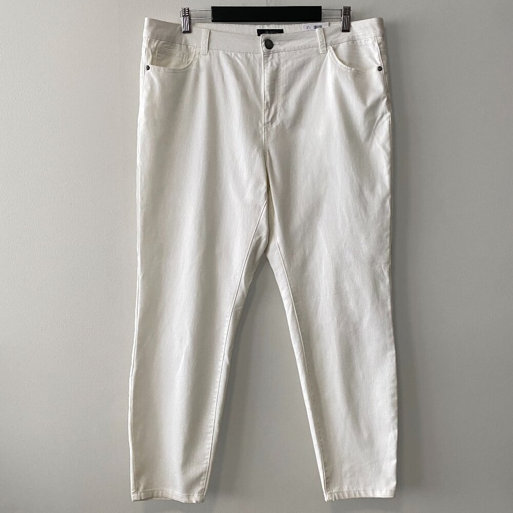 NWT Michel Studio Collection White Cotton Blend Skinny Leg Pants